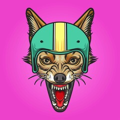 Angry jakal helmet motorcycle vector illustration