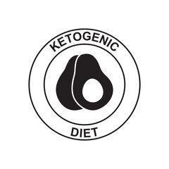 Ketogenic diet label icon in black flat glyph, filled style isolated on white background