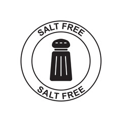 Salt free, sodium free label icon in black flat glyph, filled style isolated on white background - obrazy, fototapety, plakaty