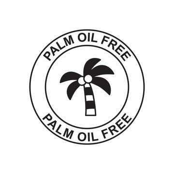 Palm oil free label icon in black flat glyph, filled style isolated on white background
