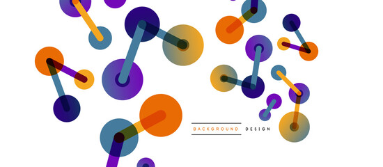 Line points connections geometric abstract background. Circles connected by lines. Trendy techno business template for wallpaper, banner, background or landing