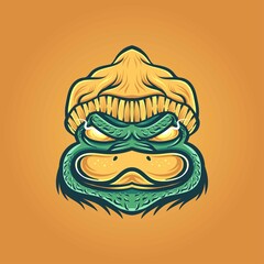 Head duck animal wearing beani vector illustration