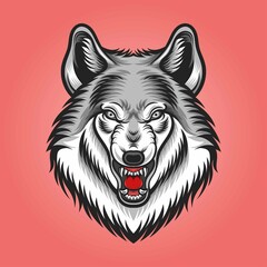 Head wolf angry vector illustration