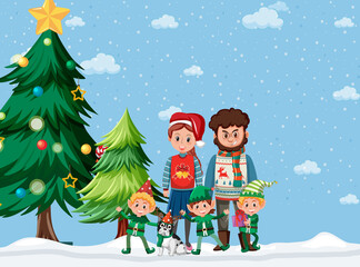 Obraz na płótnie Canvas Christmas holidays with family in the snow