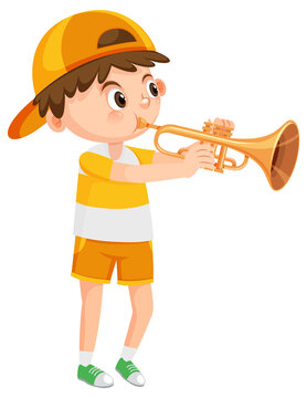 recommend clip art: Boy with trumpet music instrument
