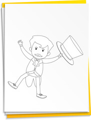 Hand drawn magician on paper