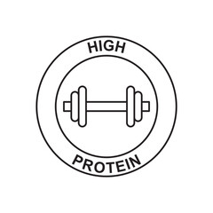 High protein label protein icon in black line style icon, style isolated on white background