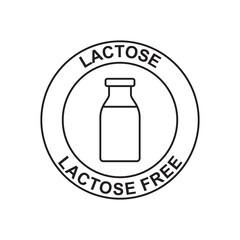 Dairy free, lactose free label icon in black line style icon, style isolated on white background