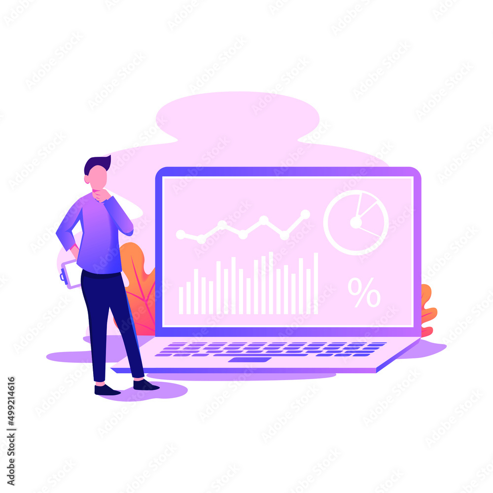 Poster analytics and data flat style illustration vector design