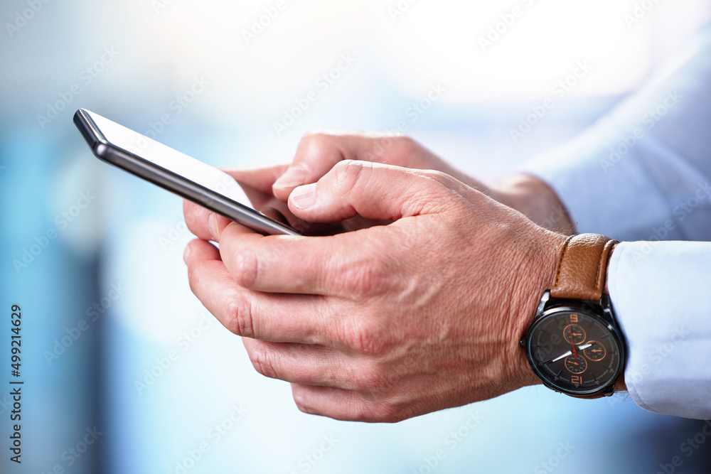 Aufkleber keeping up with social media. shot of an unrecognizable businessperson using a phone.