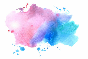Colorful watercolor hand painted round shapes, stains, circles, blobs isolated on white. Illustration for artistic design