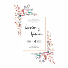 Obraz premium Watercolor flower frame vector floral botanical frame. Template wedding invitation card.