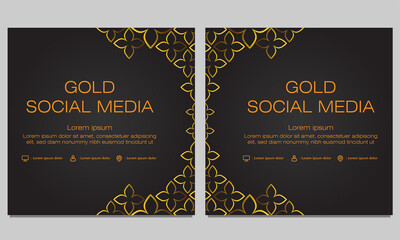 gold floral social media post template