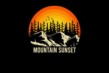 Mountain sunset retro vintage landscape