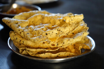 MASALA PAPAD SERVED IN LUNCH (INDIAN FOOD DISH)