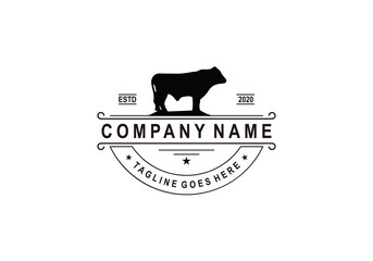  Retro Vintage Cattle / Beef Emblem Label logo design and cow symbol inspiration