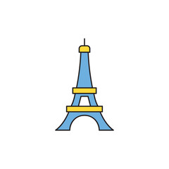Eiffel tower, monument landmark icon in color icon, isolated on white background 