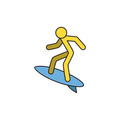 Surfing, beach vacation sports icon in color icon, isolated on white background 