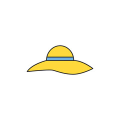 Hat, beach summer fashion icon in color icon, isolated on white background 