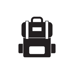 Backpack camping icon in black flat glyph, filled style isolated on white background