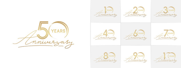 set of anniversary premium collection golden color can be use for celebration event