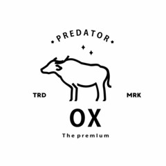 vintage retro hipster ox logo vector outline monoline art icon