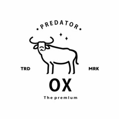 vintage retro hipster ox logo vector outline monoline art icon
