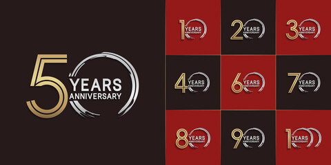 set of anniversary premium collection silver and gold color can be use for celebration event