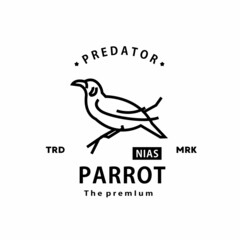 Obraz premium vintage retro hipster parrot logo vector outline monoline art icon