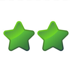 Two Emerald Green Shiny Stars - Vector Icon Illustration