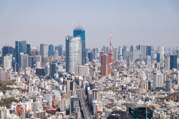 Fototapeta na wymiar 渋谷スカイから見た港区方面の風景とビル群