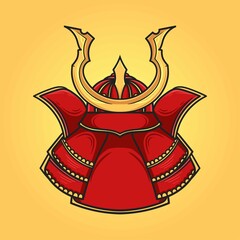 Samurai helmet red vector illustration