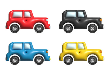 Set of 3d rendering car transportation. 3d design automotive illustration
