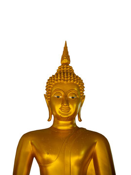 Budha golden you from nature stone ancient ancient times separated from the background. Natural cliping part