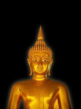 Budha golden you from nature stone ancient ancient times separated from the background. Natural cliping part