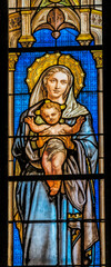 Mary Jesus Stained Glass  Saint Perpetue Church Nimes Gard France