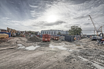 Building site in hazy sun