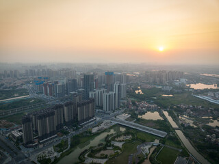 Fototapeta na wymiar Aerial view of urbanization in China