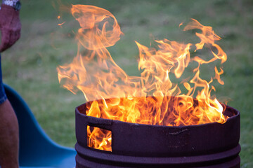 Drum Fire with Huge Orange Flames_