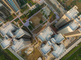 Fototapeta premium Aerial view of multistory apartment construction site in China