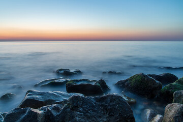 Mystical sunrise near Black sea coast of Varna , Bulgaria.