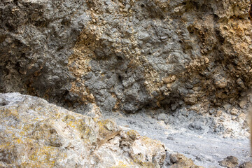 Gold Rock Textures on Cliff Face Wall