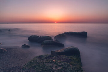 Fototapeta na wymiar Mystical sunrise near Black sea coast of Varna , Bulgaria.