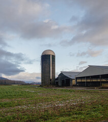 Country scene - farmland and silo 