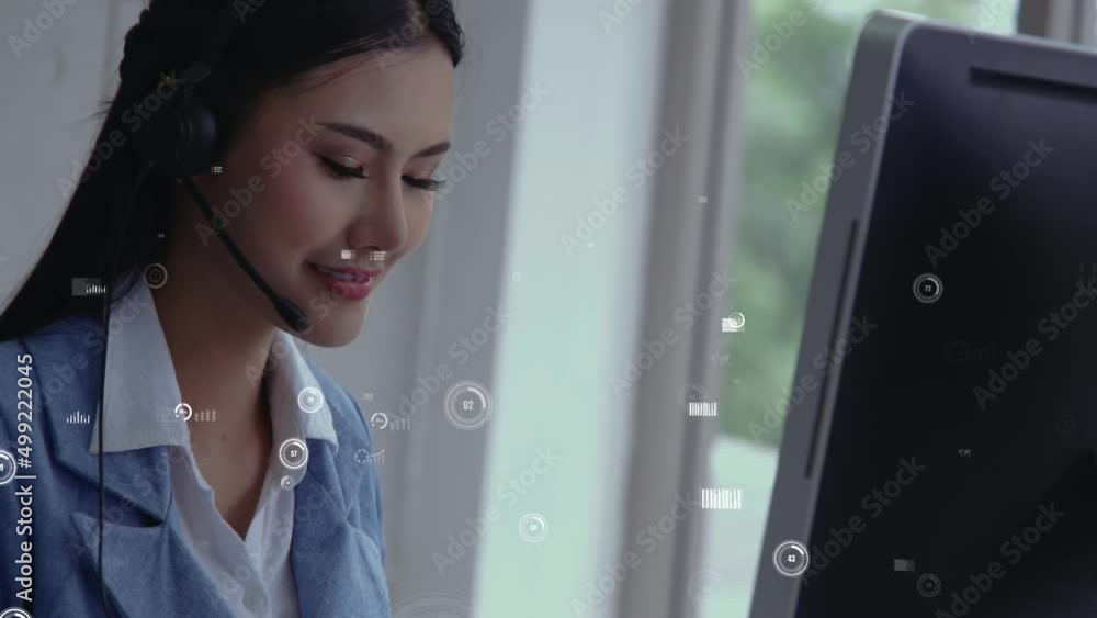 Poster customer support call center provide data in conceptual vision . business and communication technolo
