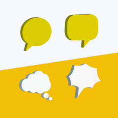 Vector graphic of 3d bubble chat illustration. Flat 3D illustration of bubble chat using white and yellow color scheme