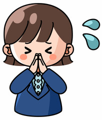 哀願/お願いするスーツ姿の女性のイラスト