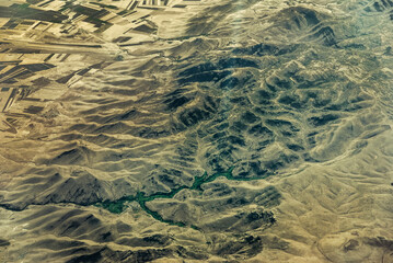 Aerial view of sand dunes, Iraq