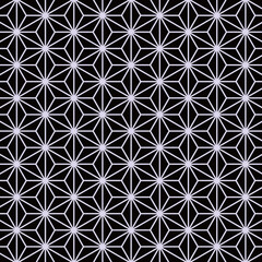 麻の葉模様　黒×ライトパープル