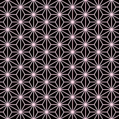 麻の葉模様　黒×ライトピンク